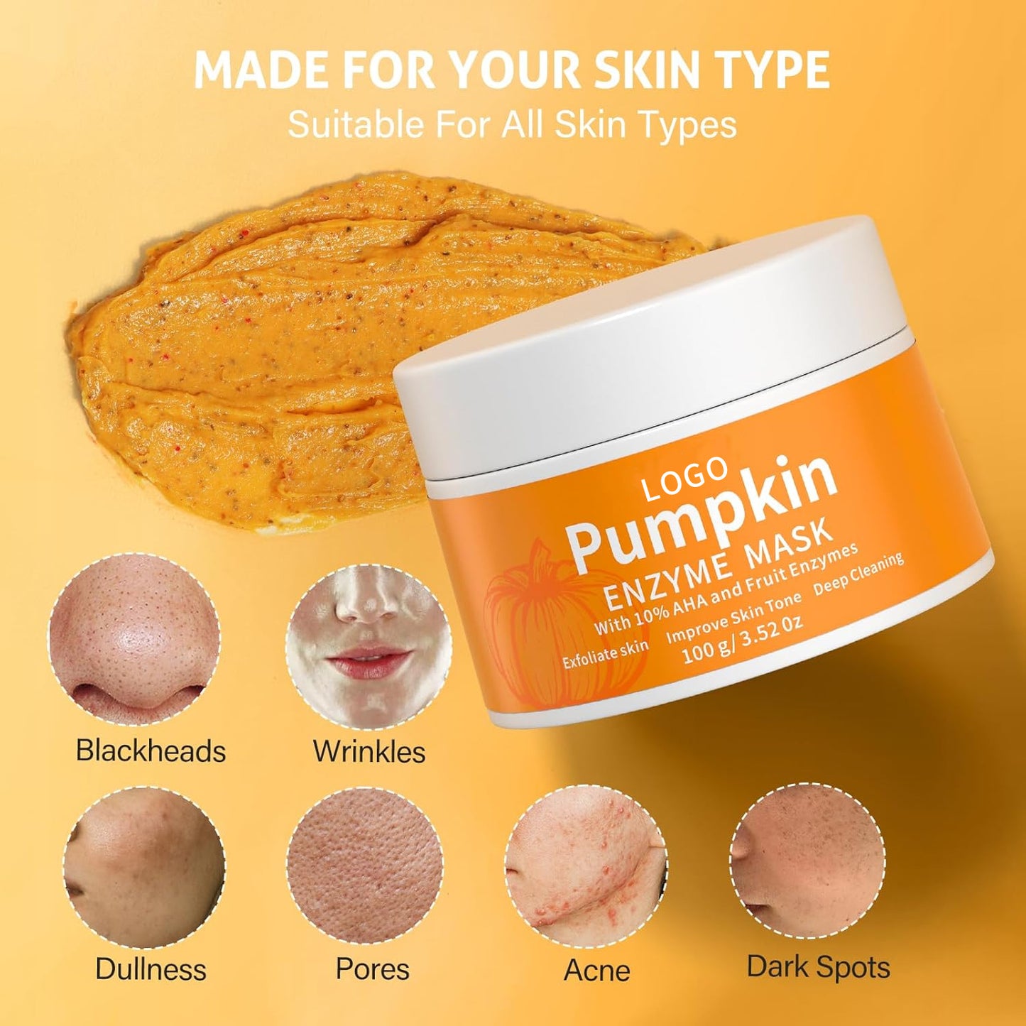 Procesamiento personalizado de la marca de mascarilla limpiadora exfoliante con enzima de calabaza